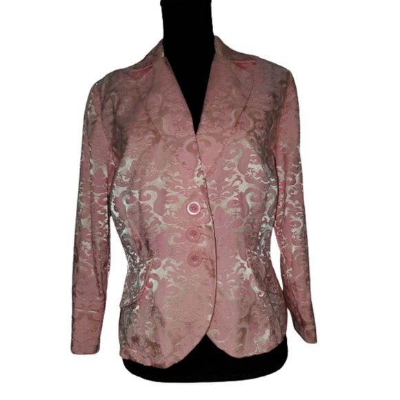 WEDDING EVENING COCKTAIL BROCADE JACQUARD CORAL JACKET COAT CAPE CARDIGAN COVER